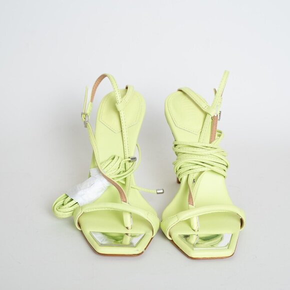 ✨ Schutz Vikki Leather Sandals Lace Up Stiletto Heel Fresh Green NEW - Picture 6 of 15